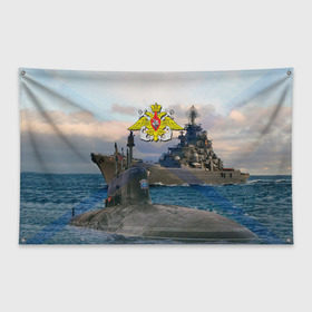 Флаг-баннер с принтом ВМФ в Санкт-Петербурге, 100% полиэстер | размер 67 х 109 см, плотность ткани — 95 г/м2; по краям флага есть четыре люверса для крепления | вмф | корабль | морской флот | россия | рф | силовые структуры