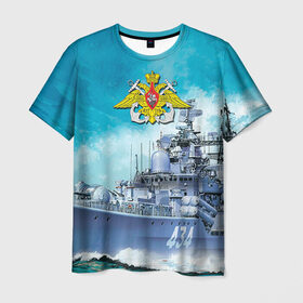 Мужская футболка 3D с принтом ВМФ в Санкт-Петербурге, 100% полиэфир | прямой крой, круглый вырез горловины, длина до линии бедер | вмф | корабль | морской флот | россия | рф | силовые структуры