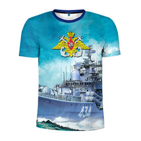 Мужская футболка 3D спортивная с принтом ВМФ в Санкт-Петербурге, 100% полиэстер с улучшенными характеристиками | приталенный силуэт, круглая горловина, широкие плечи, сужается к линии бедра | вмф | корабль | морской флот | россия | рф | силовые структуры