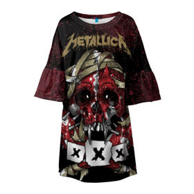 Детское платье 3D с принтом Metallica в Санкт-Петербурге, 100% полиэстер | прямой силуэт, чуть расширенный к низу. Круглая горловина, на рукавах — воланы | metallica | металл | рок