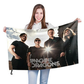 Флаг 3D с принтом Imagine Dragons в Санкт-Петербурге, 100% полиэстер | плотность ткани — 95 г/м2, размер — 67 х 109 см. Принт наносится с одной стороны | imagine dragons