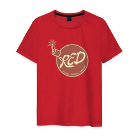 Мужская футболка хлопок с принтом RED в Санкт-Петербурге, 100% хлопок | прямой крой, круглый вырез горловины, длина до линии бедер, слегка спущенное плечо. | team fortress 2 | пиромант | скаут | тим фортресс | шпион