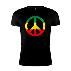Мужская футболка премиум с принтом Rasta peace в Санкт-Петербурге, 92% хлопок, 8% лайкра | приталенный силуэт, круглый вырез ворота, длина до линии бедра, короткий рукав | rasta peace раста мир хиппи