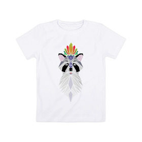 Детская футболка хлопок с принтом Дух енота в Санкт-Петербурге, 100% хлопок | круглый вырез горловины, полуприлегающий силуэт, длина до линии бедер | Тематика изображения на принте: енот