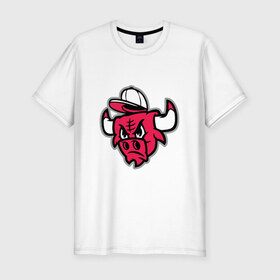 Мужская футболка премиум с принтом Chicago Bulls (в кепке) в Санкт-Петербурге, 92% хлопок, 8% лайкра | приталенный силуэт, круглый вырез ворота, длина до линии бедра, короткий рукав | chicago bulls | буллз | кепка | чикаго | чикаго буллз
