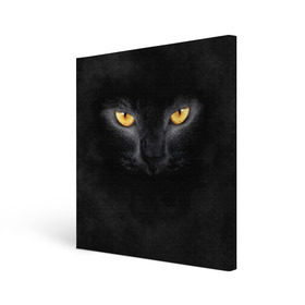 Холст квадратный с принтом Черная кошка в Санкт-Петербурге, 100% ПВХ |  | глаза | киса | кот | котик | кошка | черная кошка