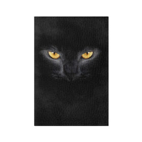 Обложка для паспорта матовая кожа с принтом Черная кошка в Санкт-Петербурге, натуральная матовая кожа | размер 19,3 х 13,7 см; прозрачные пластиковые крепления | глаза | киса | кот | котик | кошка | черная кошка