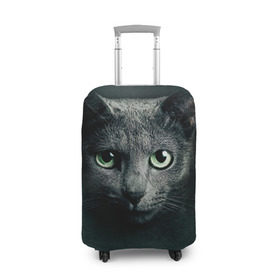 Чехол для чемодана 3D с принтом Серый кот в Санкт-Петербурге, 86% полиэфир, 14% спандекс | двустороннее нанесение принта, прорези для ручек и колес | киса | кот | котик | кошка | серый кот