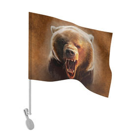 Флаг для автомобиля с принтом Медведь в Санкт-Петербурге, 100% полиэстер | Размер: 30*21 см | медведь | мишка