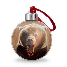 Ёлочный шар с принтом Медведь в Санкт-Петербурге, Пластик | Диаметр: 77 мм | Тематика изображения на принте: медведь | мишка