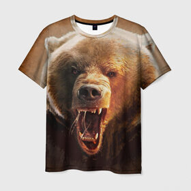 Мужская футболка 3D с принтом Медведь в Санкт-Петербурге, 100% полиэфир | прямой крой, круглый вырез горловины, длина до линии бедер | медведь | мишка