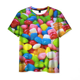 Мужская футболка 3D с принтом Конфетки в Санкт-Петербурге, 100% полиэфир | прямой крой, круглый вырез горловины, длина до линии бедер | вкусности | конфеты | мармелад | сладости