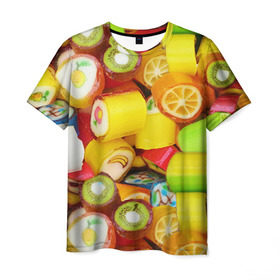 Мужская футболка 3D с принтом Леденцы в Санкт-Петербурге, 100% полиэфир | прямой крой, круглый вырез горловины, длина до линии бедер | вкусности | конфеты сладости | леденец