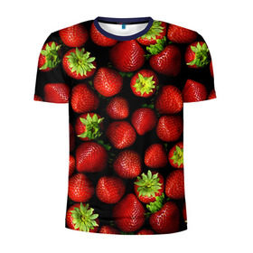 Мужская футболка 3D спортивная с принтом Клубничка в Санкт-Петербурге, 100% полиэстер с улучшенными характеристиками | приталенный силуэт, круглая горловина, широкие плечи, сужается к линии бедра | виктория | клубника | ягода