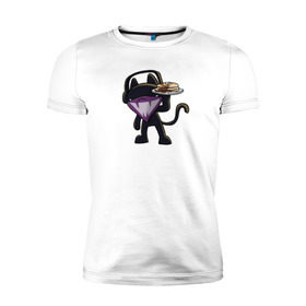 Мужская футболка премиум с принтом Monstercat в Санкт-Петербурге, 92% хлопок, 8% лайкра | приталенный силуэт, круглый вырез ворота, длина до линии бедра, короткий рукав | cat | monenstercrat | monster | дабстеп | кот | музыка | электронная музыка