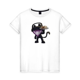 Женская футболка хлопок с принтом Monstercat в Санкт-Петербурге, 100% хлопок | прямой крой, круглый вырез горловины, длина до линии бедер, слегка спущенное плечо | Тематика изображения на принте: cat | monenstercrat | monster | дабстеп | кот | музыка | электронная музыка