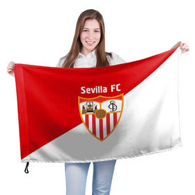 Флаг 3D с принтом Севилья в Санкт-Петербурге, 100% полиэстер | плотность ткани — 95 г/м2, размер — 67 х 109 см. Принт наносится с одной стороны | sevilla | севилья | спорт | фк | футбол