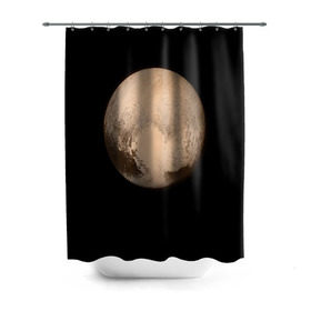Штора 3D для ванной с принтом Плутон в Санкт-Петербурге, 100% полиэстер | плотность материала — 100 г/м2. Стандартный размер — 146 см х 180 см. По верхнему краю — пластиковые люверсы для креплений. В комплекте 10 пластиковых колец | космос | планета | плутон