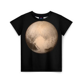 Детская футболка 3D с принтом Плутон в Санкт-Петербурге, 100% гипоаллергенный полиэфир | прямой крой, круглый вырез горловины, длина до линии бедер, чуть спущенное плечо, ткань немного тянется | космос | планета | плутон