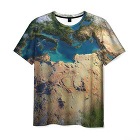 Мужская футболка 3D с принтом Земля в Санкт-Петербурге, 100% полиэфир | прямой крой, круглый вырез горловины, длина до линии бедер | земля | космос | планета