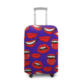 Чехол для чемодана 3D с принтом Губы в Санкт-Петербурге, 86% полиэфир, 14% спандекс | двустороннее нанесение принта, прорези для ручек и колес | губы | зубы | рот | улыбка