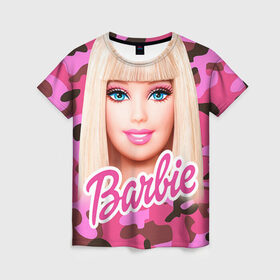 Женская футболка 3D с принтом Барби в Санкт-Петербурге, 100% полиэфир ( синтетическое хлопкоподобное полотно) | прямой крой, круглый вырез горловины, длина до линии бедер | swag | барки | девушкам | камуфляж | свэг