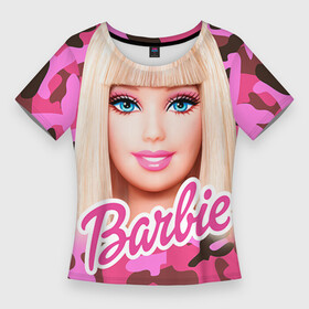 Женская футболка 3D Slim с принтом Барби в Санкт-Петербурге,  |  | swag | барки | девушкам | камуфляж | свэг