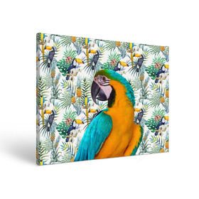 Холст прямоугольный с принтом Попугаи в Санкт-Петербурге, 100% ПВХ |  | myparrots | parrot | ара | листья | орнамент | попугаи | птицы | рай | синежелтый | тукан | узор | цветы
