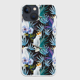 Чехол для iPhone 13 mini с принтом Попугаи в Санкт-Петербурге,  |  | myparrots | parrotузор | листья | орнамент | попугаи | птицы | рай | цветы