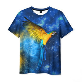 Мужская футболка 3D с принтом Попугаи в Санкт-Петербурге, 100% полиэфир | прямой крой, круглый вырез горловины, длина до линии бедер | macaw | myparrots | parrot | ара | космос | попугаи | птицы