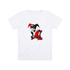 Детская футболка хлопок с принтом Харли Квинн в Санкт-Петербурге, 100% хлопок | круглый вырез горловины, полуприлегающий силуэт, длина до линии бедер | dc | dc comics | harley quinn | харли квинн