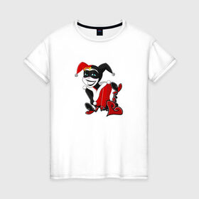 Женская футболка хлопок с принтом Харли Квинн в Санкт-Петербурге, 100% хлопок | прямой крой, круглый вырез горловины, длина до линии бедер, слегка спущенное плечо | dc | dc comics | harley quinn | харли квинн