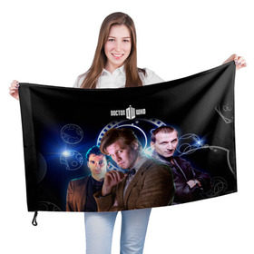 Флаг 3D с принтом Доктор кто в Санкт-Петербурге, 100% полиэстер | плотность ткани — 95 г/м2, размер — 67 х 109 см. Принт наносится с одной стороны | doctor who | доктор кто | сериал