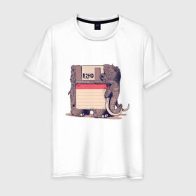 Мужская футболка хлопок с принтом Вымершие виды в Санкт-Петербурге, 100% хлопок | прямой крой, круглый вырез горловины, длина до линии бедер, слегка спущенное плечо. | слон