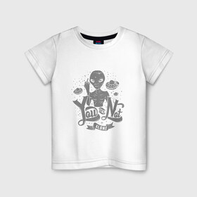 Детская футболка хлопок с принтом Ты не один в Санкт-Петербурге, 100% хлопок | круглый вырез горловины, полуприлегающий силуэт, длина до линии бедер | Тематика изображения на принте: гуманоид | инопланетянин | летающая тарелка | пришельцы