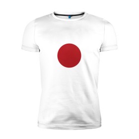 Мужская футболка премиум с принтом Япония минимализм в Санкт-Петербурге, 92% хлопок, 8% лайкра | приталенный силуэт, круглый вырез ворота, длина до линии бедра, короткий рукав | круг | минимализм | японский флагяпония