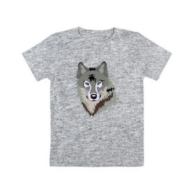 Детская футболка хлопок с принтом Волк в Санкт-Петербурге, 100% хлопок | круглый вырез горловины, полуприлегающий силуэт, длина до линии бедер | волк | волкволчёнок | рисованный волк | серый волк
