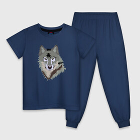 Детская пижама хлопок с принтом Волк в Санкт-Петербурге, 100% хлопок |  брюки и футболка прямого кроя, без карманов, на брюках мягкая резинка на поясе и по низу штанин
 | волк | волкволчёнок | рисованный волк | серый волк