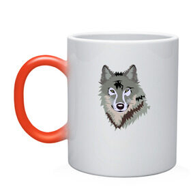 Кружка хамелеон с принтом Волк в Санкт-Петербурге, керамика | меняет цвет при нагревании, емкость 330 мл | волк | волкволчёнок | рисованный волк | серый волк