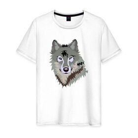 Мужская футболка хлопок с принтом Волк в Санкт-Петербурге, 100% хлопок | прямой крой, круглый вырез горловины, длина до линии бедер, слегка спущенное плечо. | волк | волкволчёнок | рисованный волк | серый волк