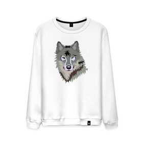 Мужской свитшот хлопок с принтом Волк в Санкт-Петербурге, 100% хлопок |  | волк | волкволчёнок | рисованный волк | серый волк