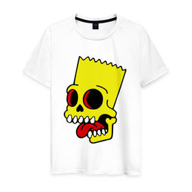 Мужская футболка хлопок с принтом Барт Симпсон. Зомби в Санкт-Петербурге, 100% хлопок | прямой крой, круглый вырез горловины, длина до линии бедер, слегка спущенное плечо. | зомби