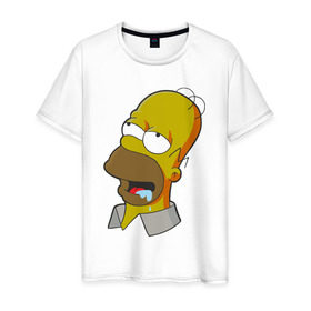 Мужская футболка хлопок с принтом Simpsons в Санкт-Петербурге, 100% хлопок | прямой крой, круглый вырез горловины, длина до линии бедер, слегка спущенное плечо. | simpsons donut brain симпсон гомер homer