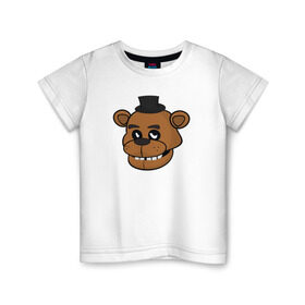 Детская футболка хлопок с принтом Freddy в Санкт-Петербурге, 100% хлопок | круглый вырез горловины, полуприлегающий силуэт, длина до линии бедер | Тематика изображения на принте: five nights at freddys | fnaf | freddy | фнаф
