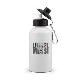 Бутылка спортивная с принтом Lionel Messi face в Санкт-Петербурге, металл | емкость — 500 мл, в комплекте две пластиковые крышки и карабин для крепления | месси