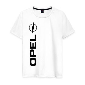 Мужская футболка хлопок с принтом OPEL в Санкт-Петербурге, 100% хлопок | прямой крой, круглый вырез горловины, длина до линии бедер, слегка спущенное плечо. | opel опель