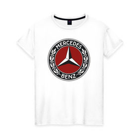 Женская футболка хлопок с принтом Mercedes-Benz в Санкт-Петербурге, 100% хлопок | прямой крой, круглый вырез горловины, длина до линии бедер, слегка спущенное плечо | mercedes benz мерседес