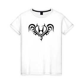 Женская футболка хлопок с принтом honda logo в Санкт-Петербурге, 100% хлопок | прямой крой, круглый вырез горловины, длина до линии бедер, слегка спущенное плечо | honda logo хонда