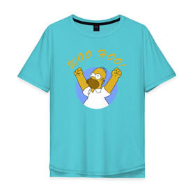 Мужская футболка хлопок Oversize с принтом Homer Simpson Woo Hoo в Санкт-Петербурге, 100% хлопок | свободный крой, круглый ворот, “спинка” длиннее передней части | homer simpson woo hoo гомер симпсон