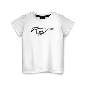 Детская футболка хлопок с принтом ford mustang в Санкт-Петербурге, 100% хлопок | круглый вырез горловины, полуприлегающий силуэт, длина до линии бедер | Тематика изображения на принте: ford mustang форд